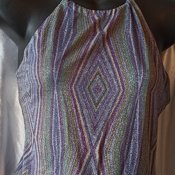 Charlotte Russe vintage style geometric print racerback purple metallic cami M - Picture 4 of 6